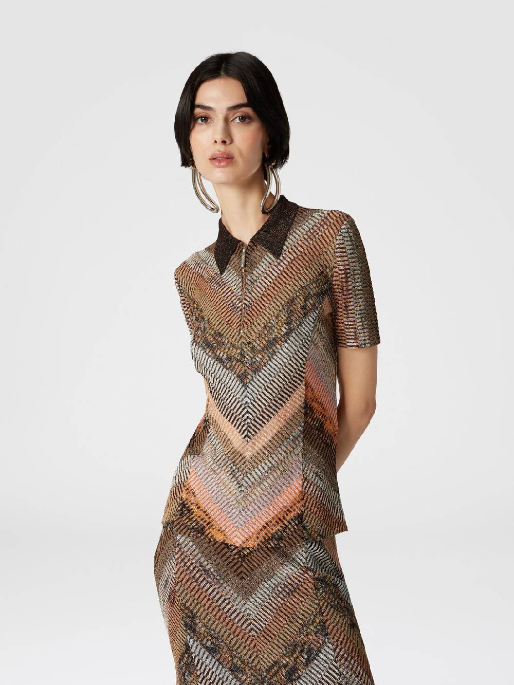 Missoni Polo in maglia lamé a maniche corte Smaltimento dello stoccaggio