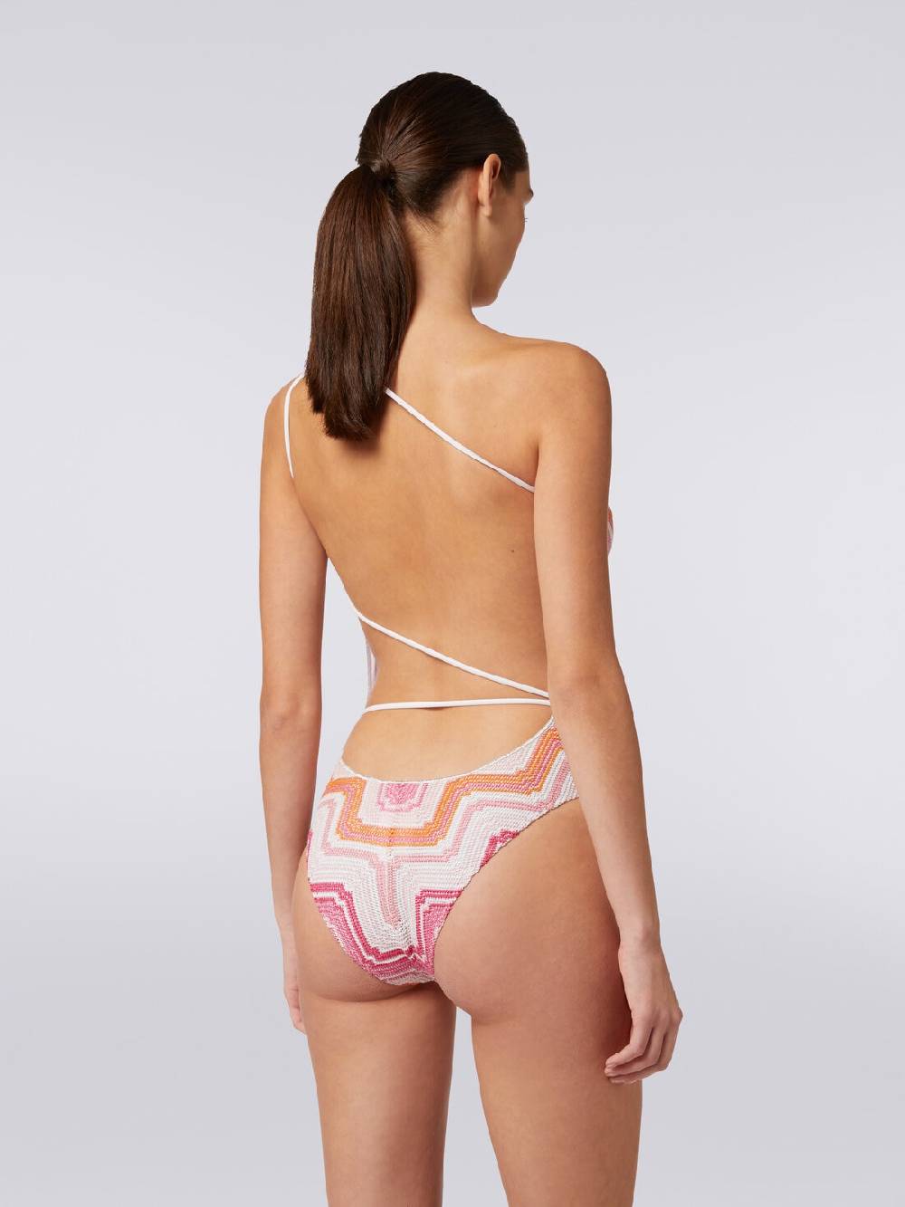 Missoni Costume intero monospalla in crochet chevron con lurex Vendita calda