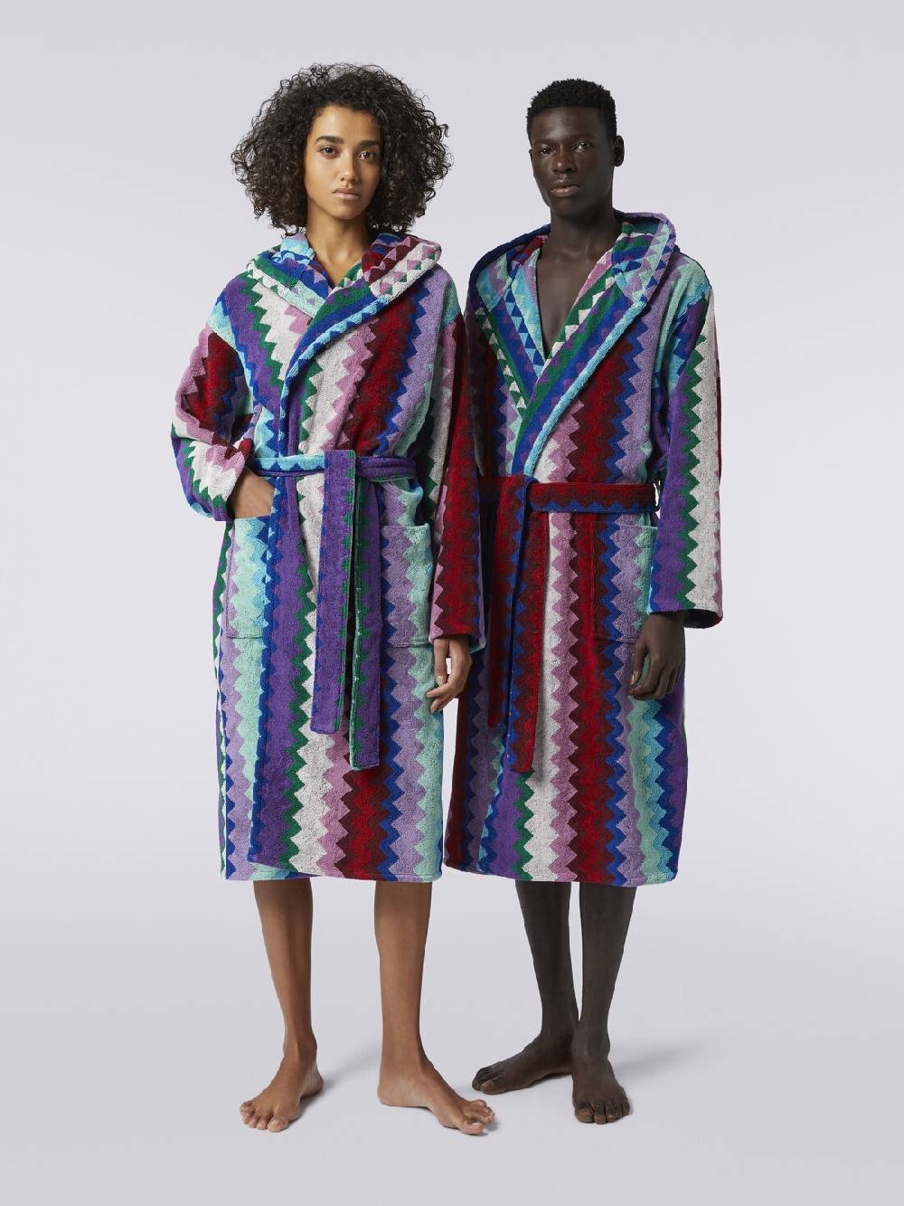 Missoni Accappatoio lungo con cappuccio Chantal in spugna di cotone chevron Latest fashion