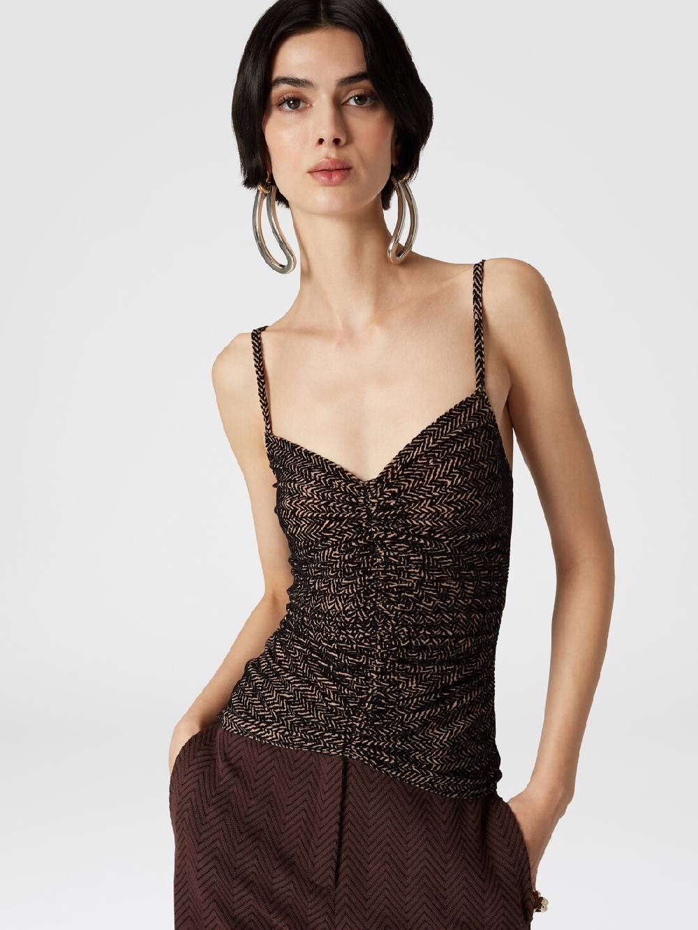 Missoni Canottiera in tulle zig zag con arricciatura Bestseller