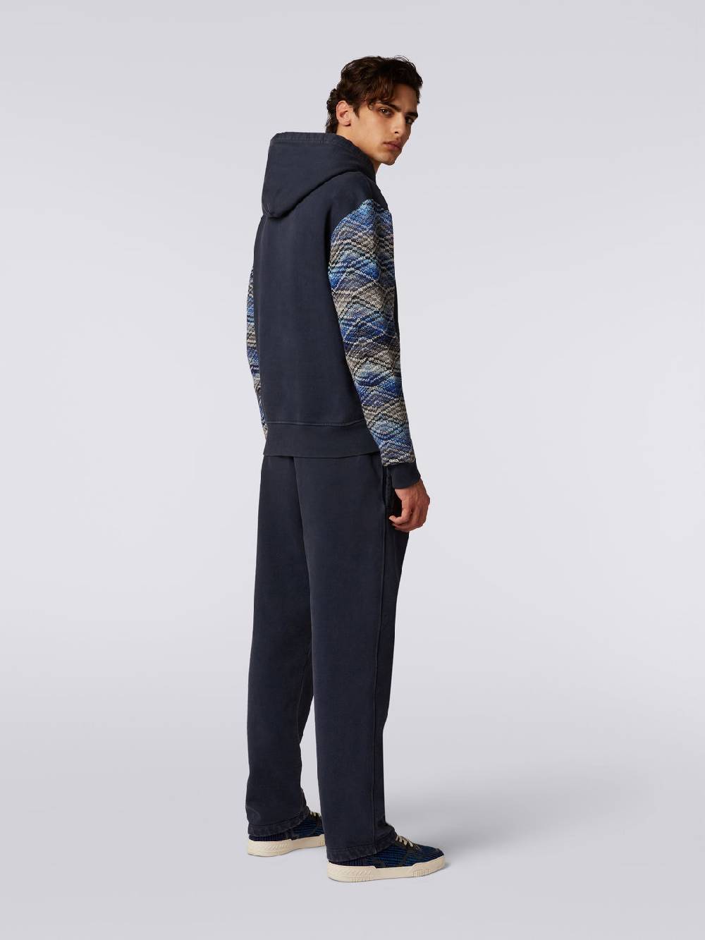 Missoni Felpa con cappuccio in cotone con inserti in maglia Liquidazione