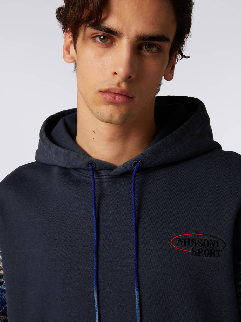 Missoni Felpa con cappuccio in cotone con inserti in maglia Liquidazione