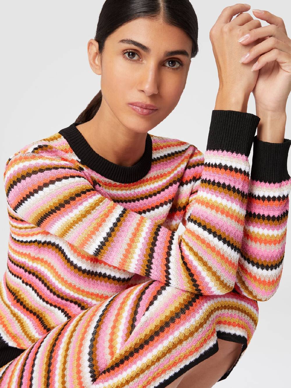 Missoni Pullover girocollo in lana e viscosa a righe Offerte speciali