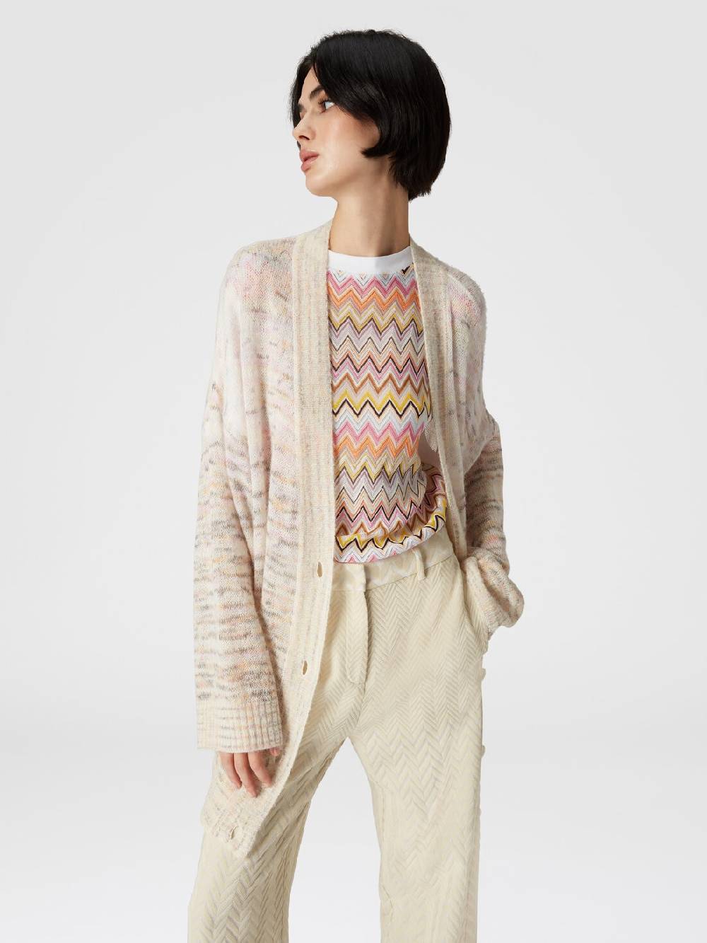Missoni Pantaloni classici in cotone e viscosa zig zag Prezzo basso