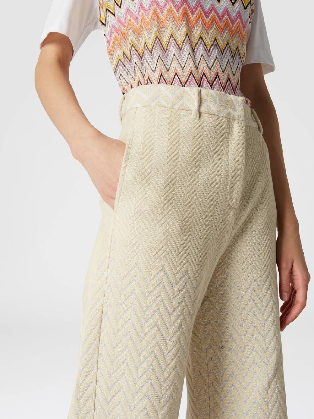 Missoni Pantaloni classici in cotone e viscosa zig zag Prezzo basso