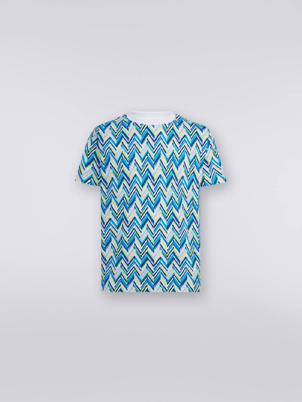 Missoni T-shirt girocollo in cotone con stampa zig zag Solo un giorno rimasto