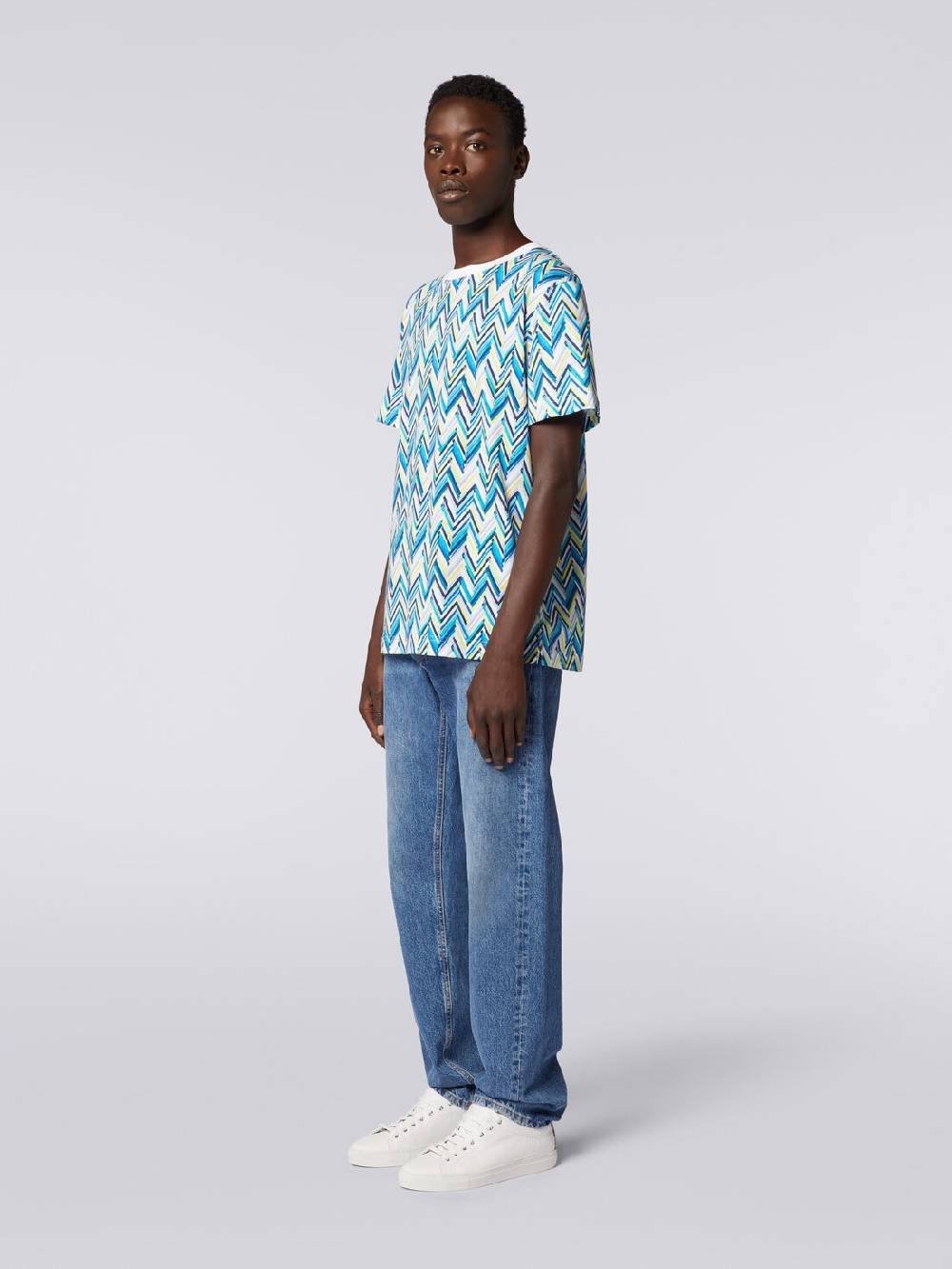 Missoni T-shirt girocollo in cotone con stampa zig zag Solo un giorno rimasto