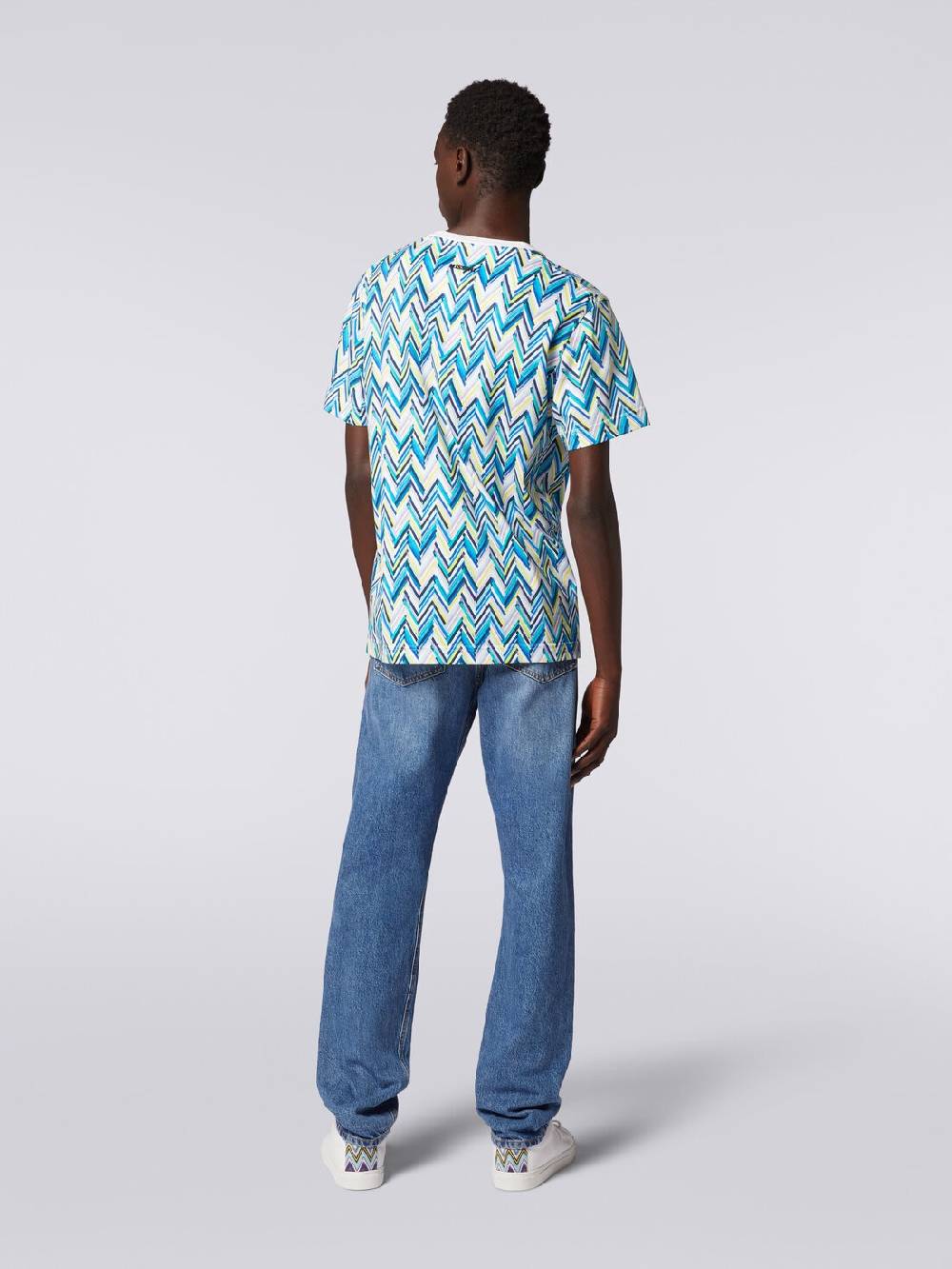 Missoni T-shirt girocollo in cotone con stampa zig zag Solo un giorno rimasto