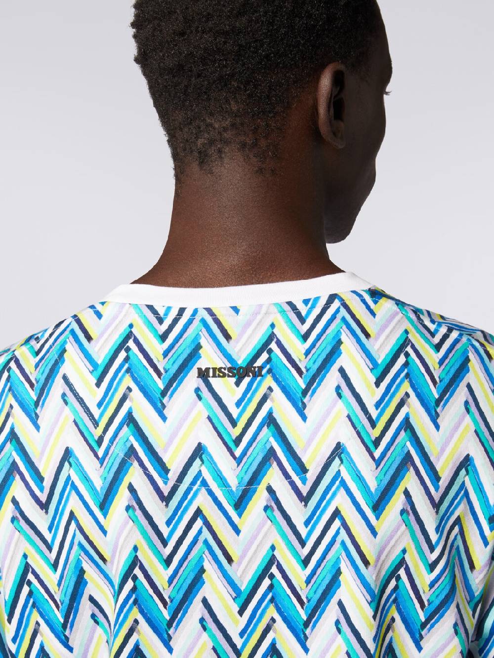 Missoni T-shirt girocollo in cotone con stampa zig zag Solo un giorno rimasto