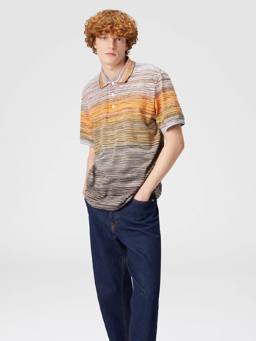 Missoni Polo in piquet di cotone fiammato Super sconto
