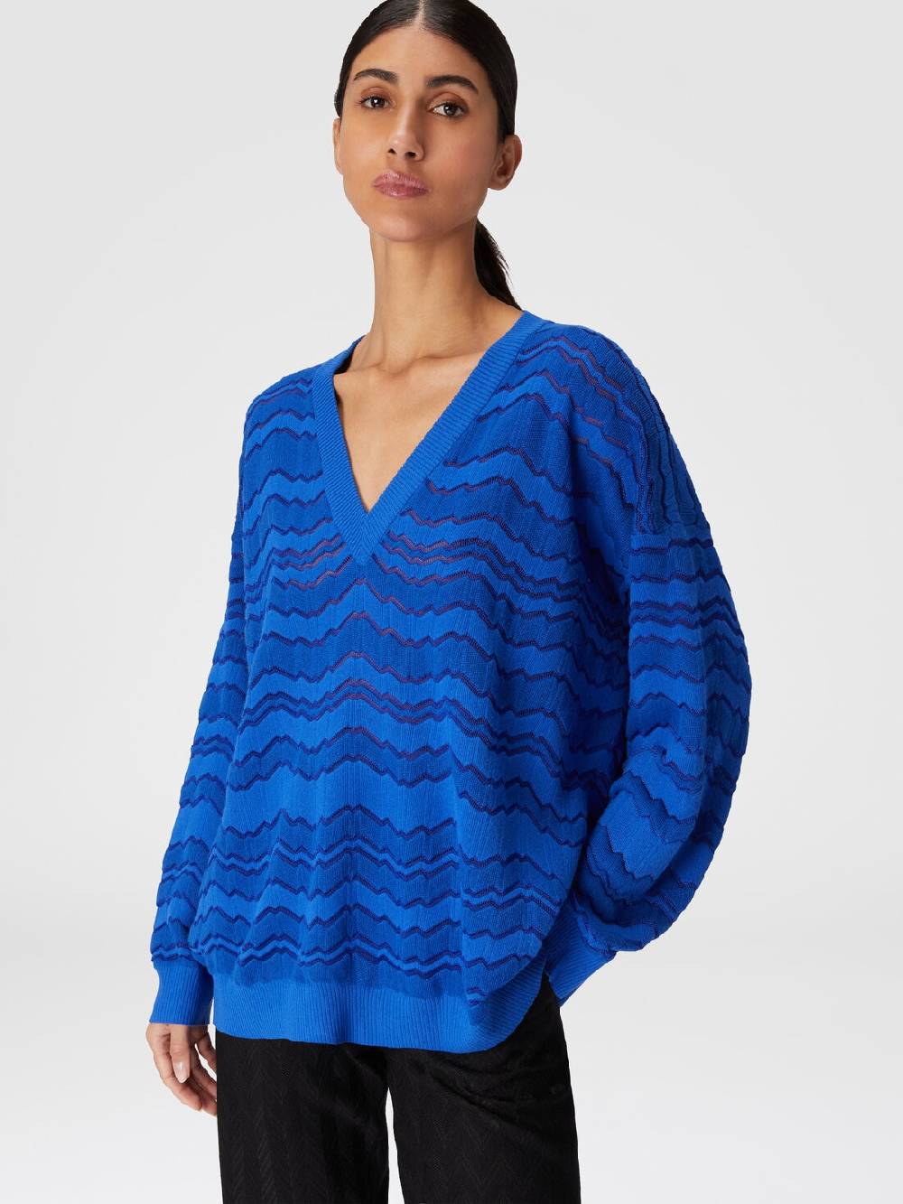 Missoni Pullover con scollatura a V e zig zag tono su tono Limitato a 3 giorni