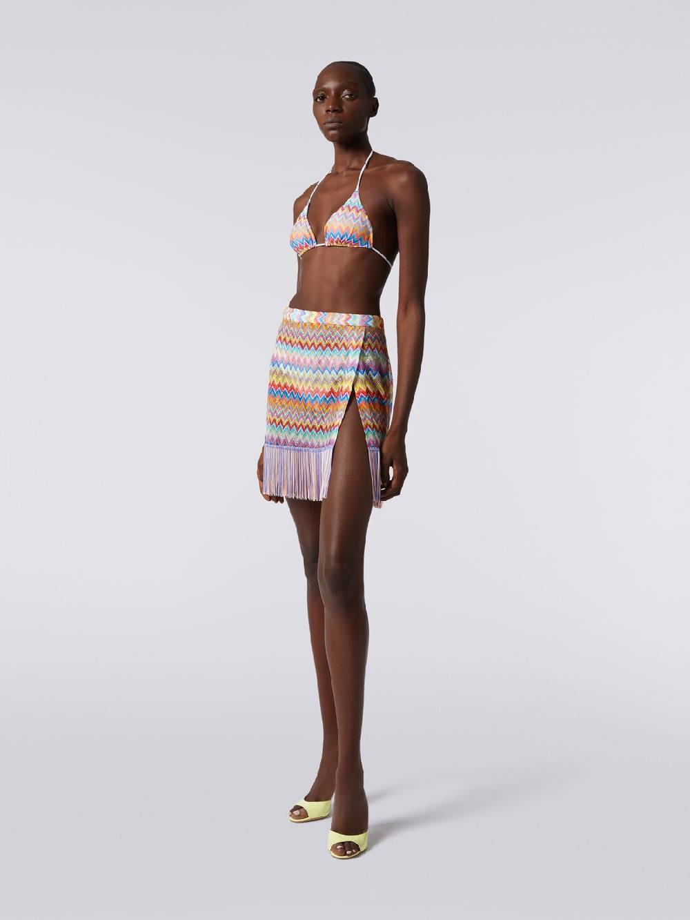 Missoni Minigonna copricostume a portafoglio con frange In vendita
