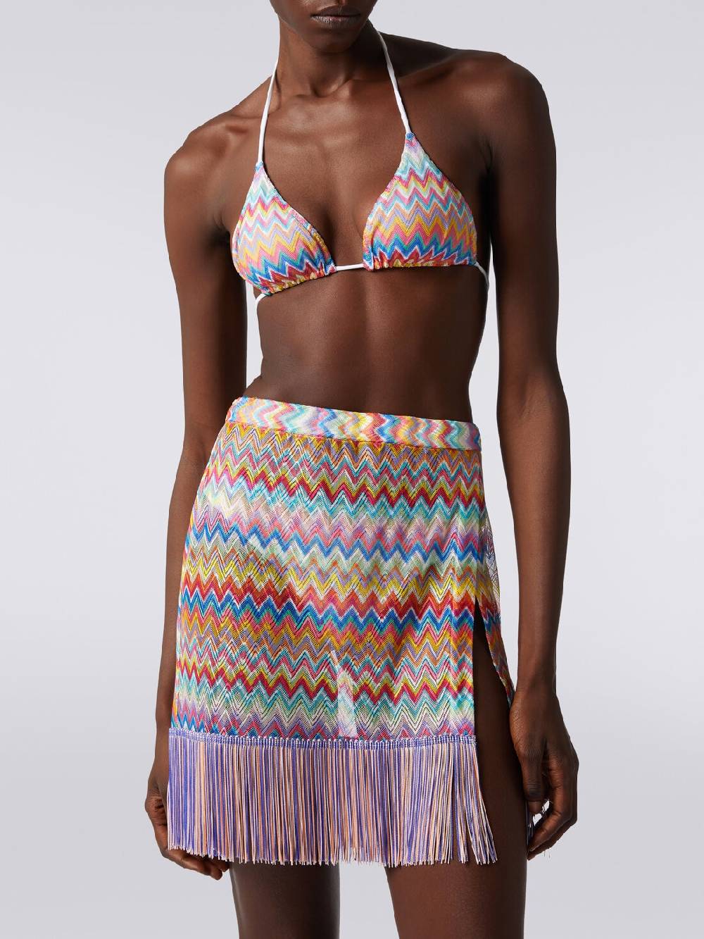 Missoni Minigonna copricostume a portafoglio con frange In vendita
