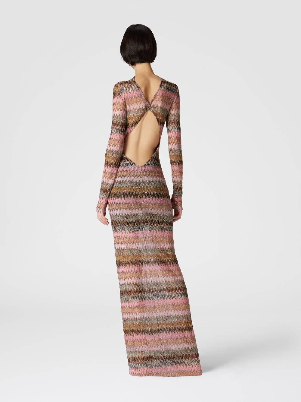 Missoni Abito lungo in viscosa chevron e lurex con dettaglio cut out 50% di sconto per tempo limitato