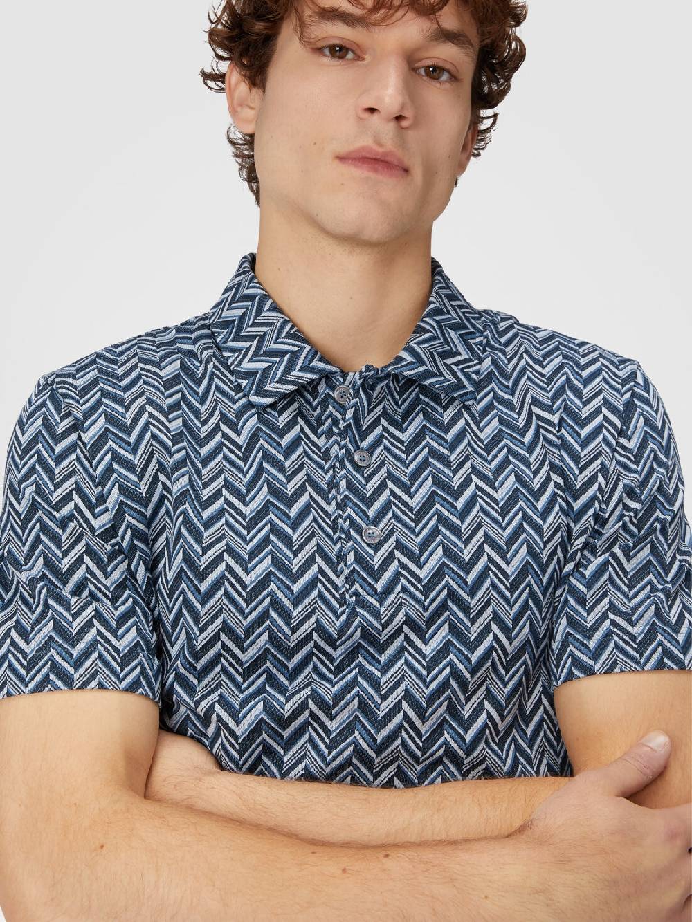 Missoni Polo in jersey di cotone jacquard zig zag 2025