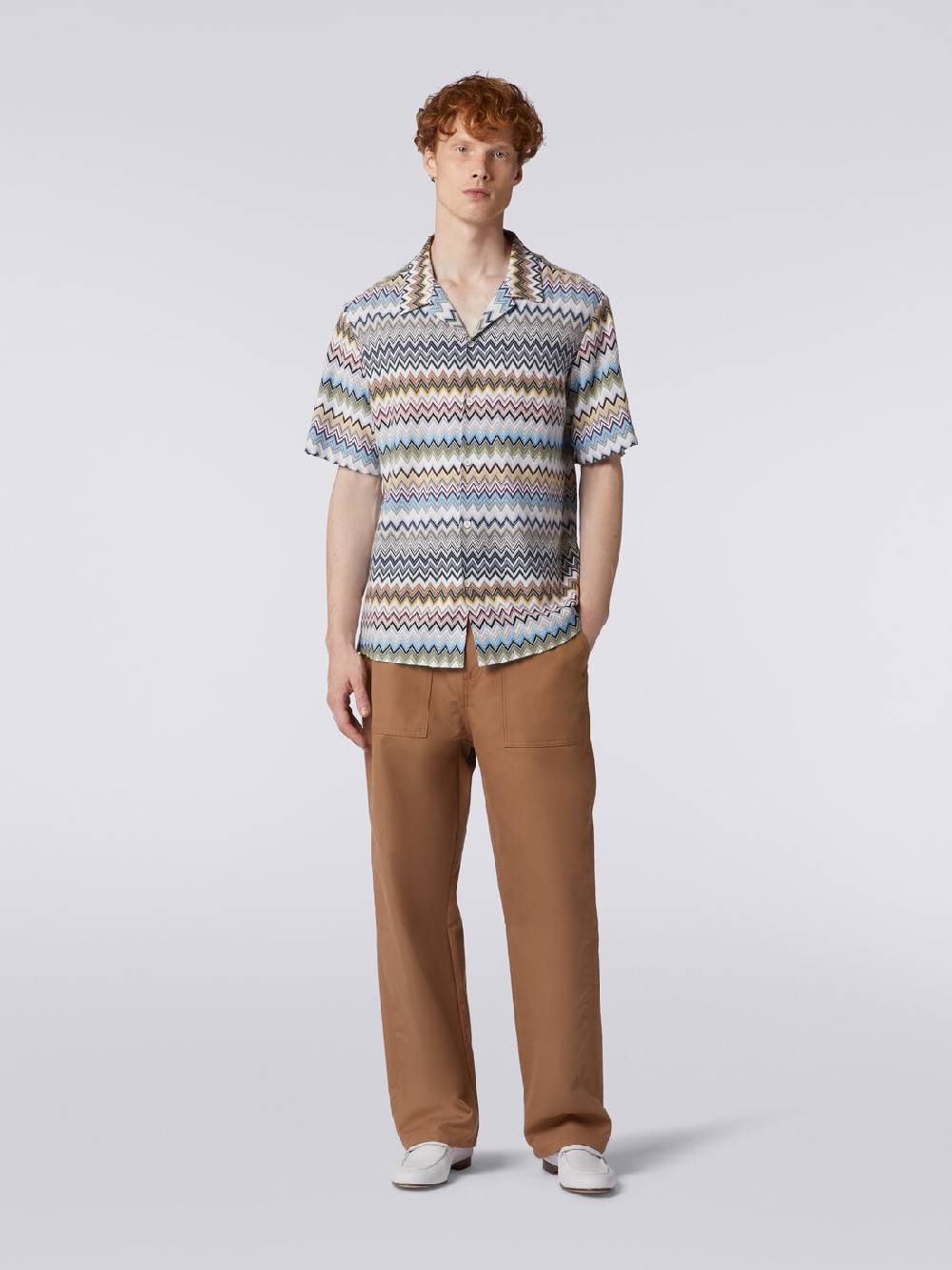 Missoni Camicia a maniche corte modello bowling in cotone zig zag Italy