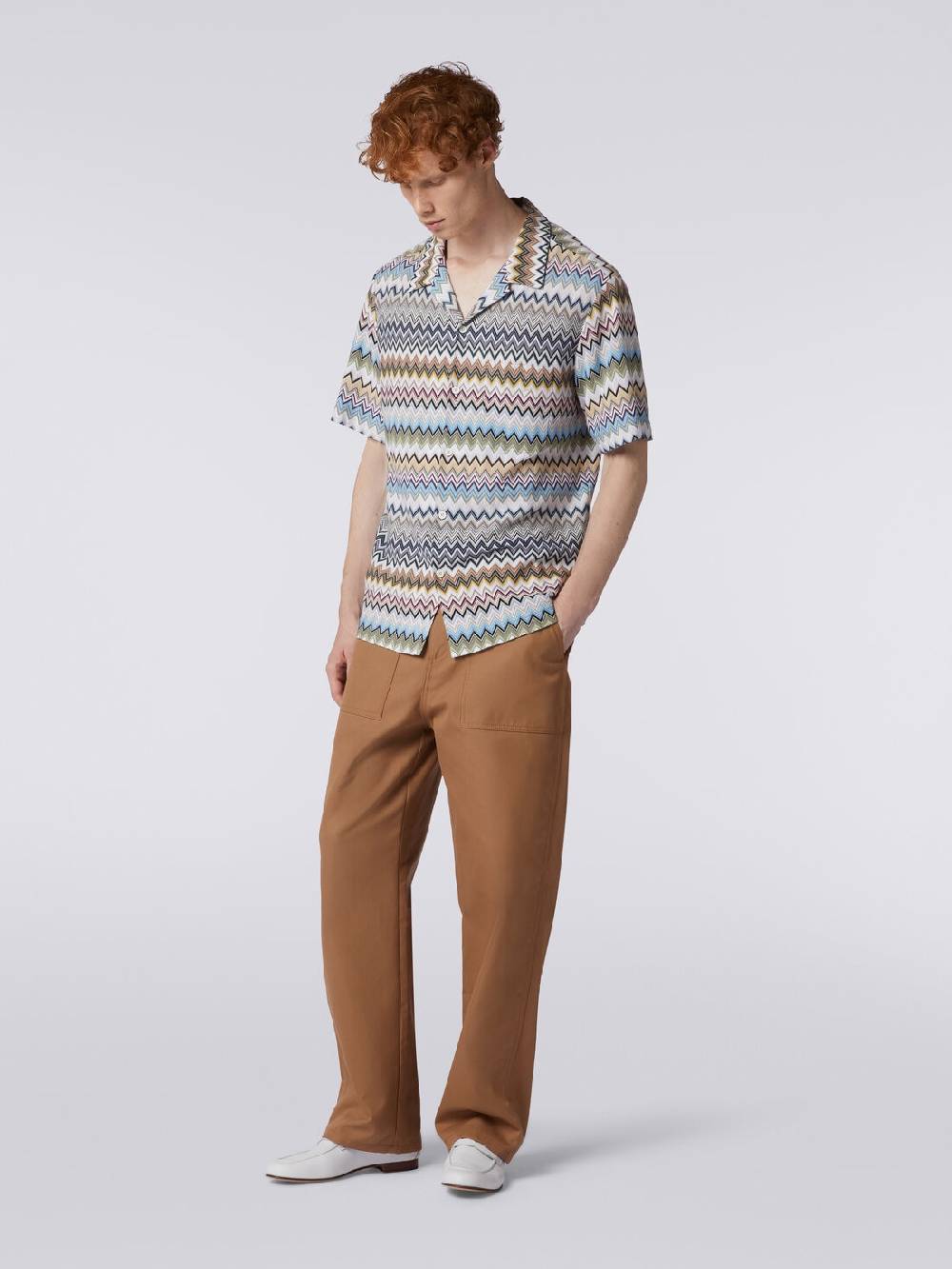 Missoni Camicia a maniche corte modello bowling in cotone zig zag Italy