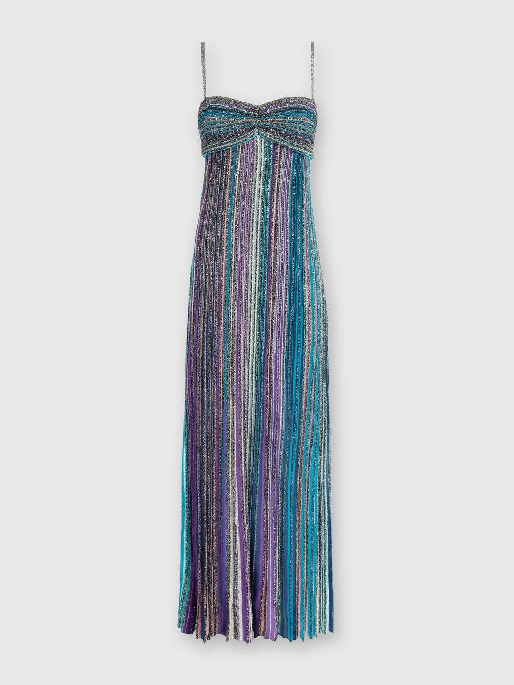 Missoni Abito lungo senza maniche in maglia plissée lamé In Linea