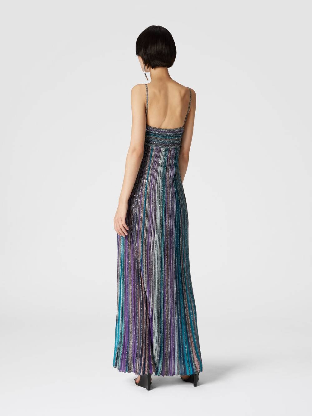 Missoni Abito lungo senza maniche in maglia plissée lamé In Linea