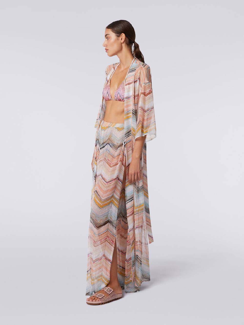 Missoni Copricostume lungo a vestaglia chevron con lurex Vendita