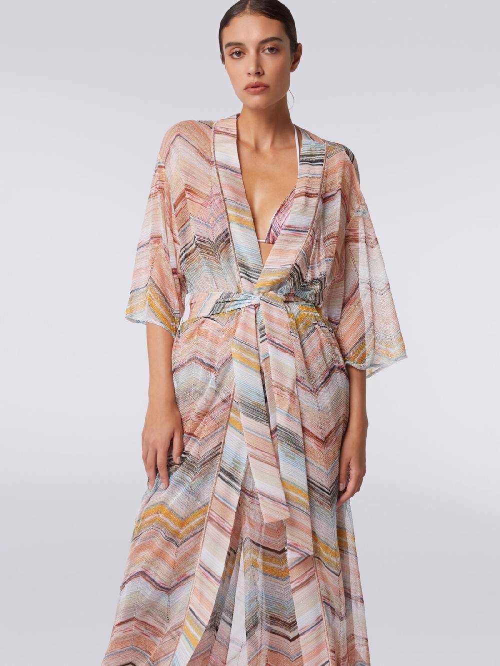 Missoni Copricostume lungo a vestaglia chevron con lurex Vendita
