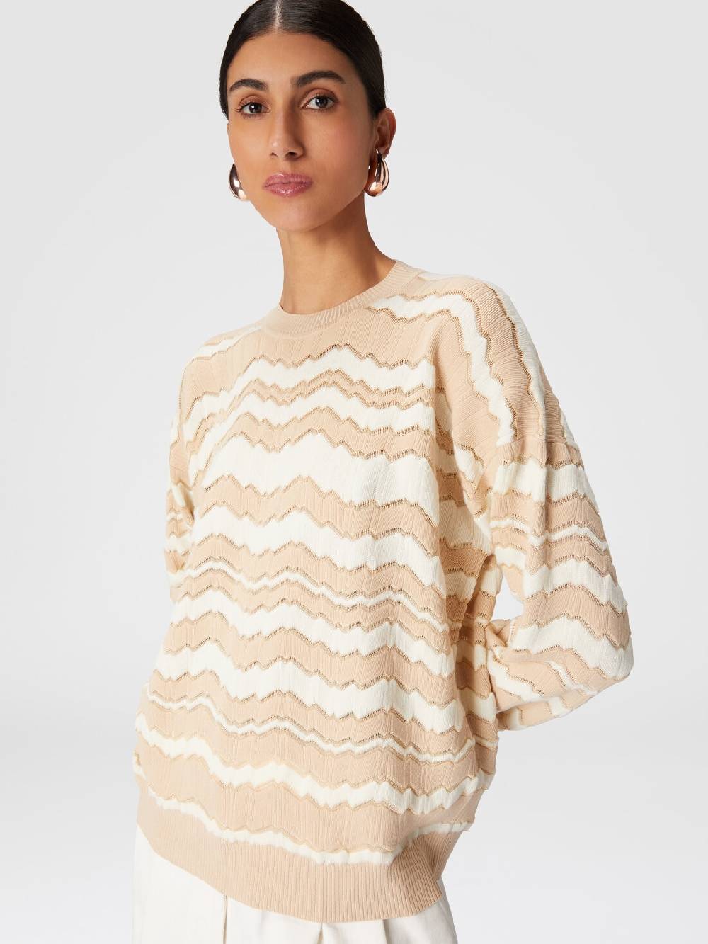 Missoni Pullover girocollo con zig zag tono su tono Promozione