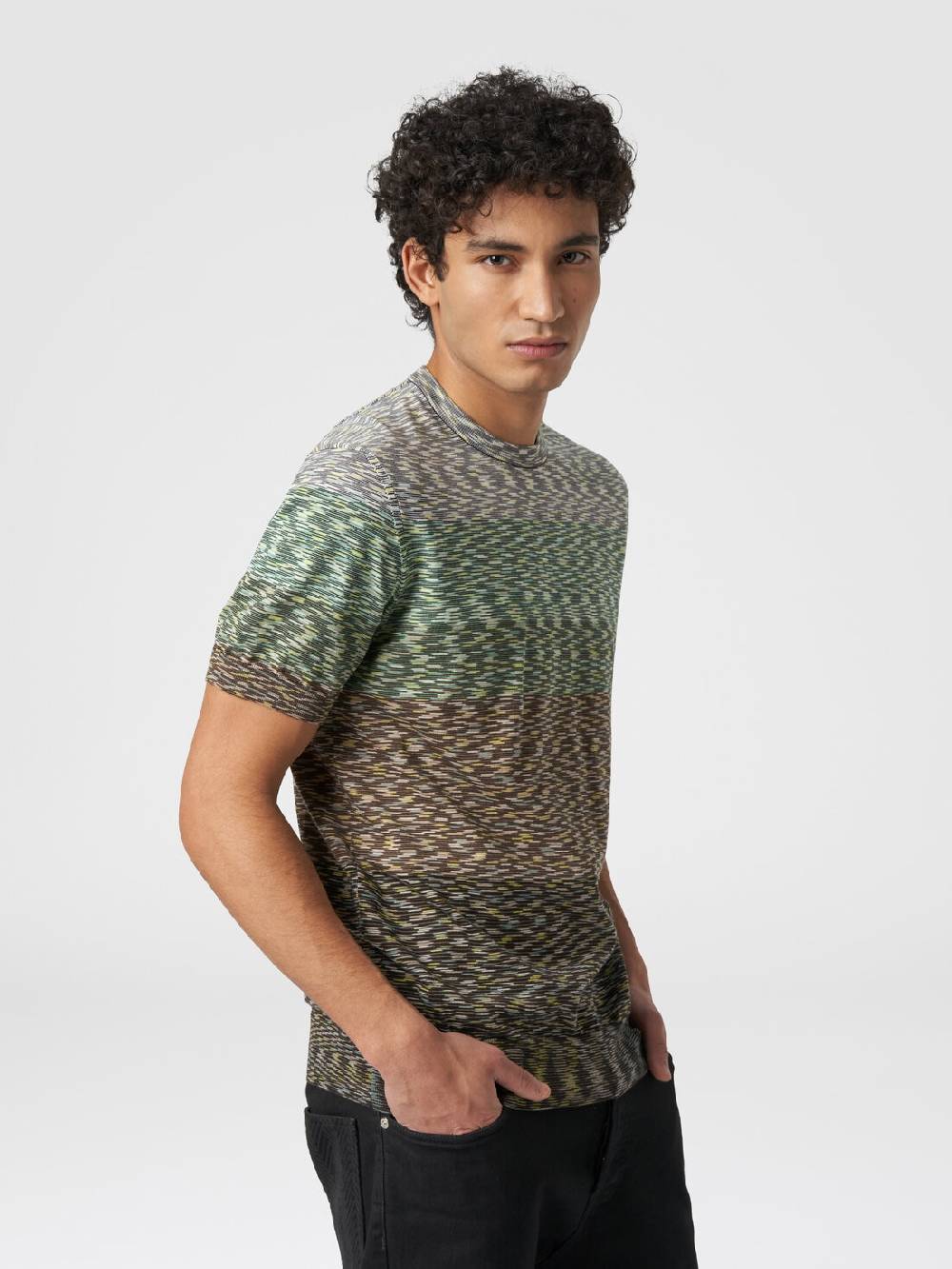 Missoni T-shirt girocollo in cotone fiammato dégradé Spedizione Gratuita