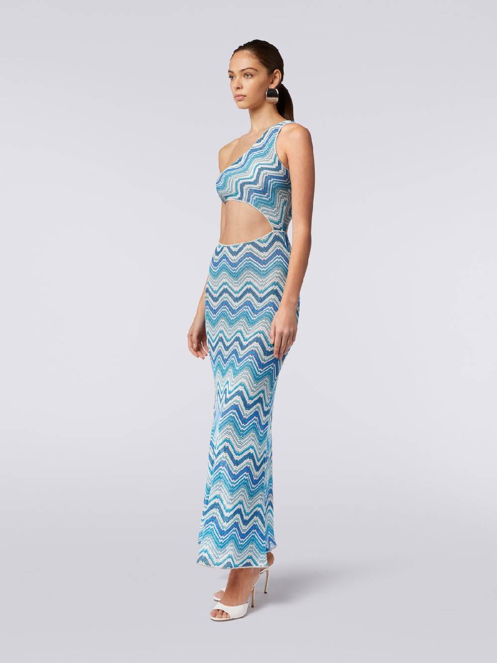 Missoni Copricostume lungo in crochet chevron con taglio cut out e lurex Prezzo Ridotto