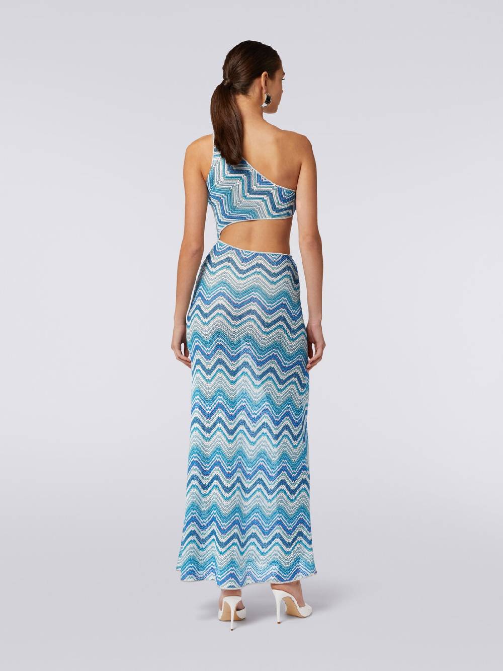 Missoni Copricostume lungo in crochet chevron con taglio cut out e lurex Prezzo Ridotto