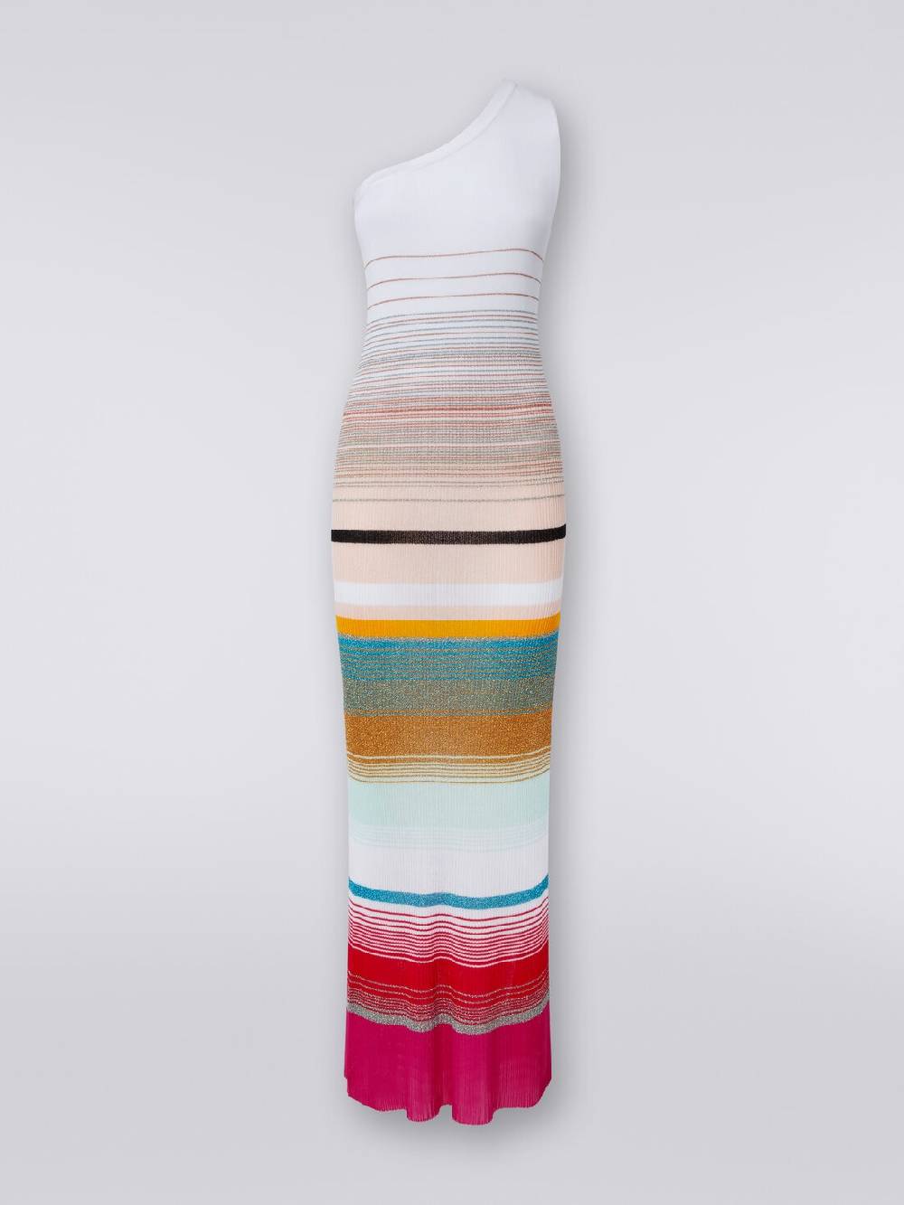 Missoni Abito monospalla in maglia a costine rigata con lurex Sottocosto
