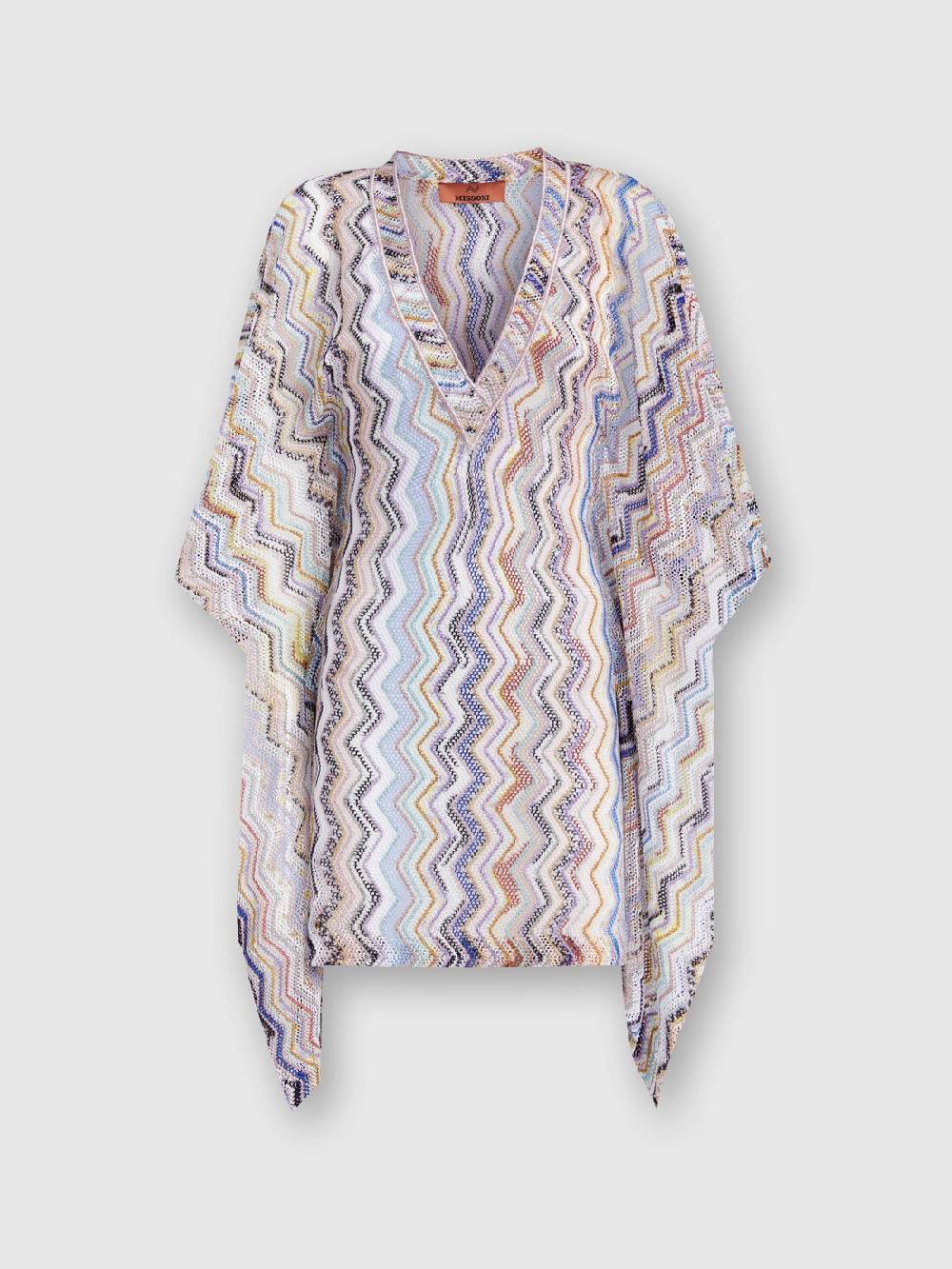 Missoni Caftano copricostume corto in crochet zig zag con lurex Novità
