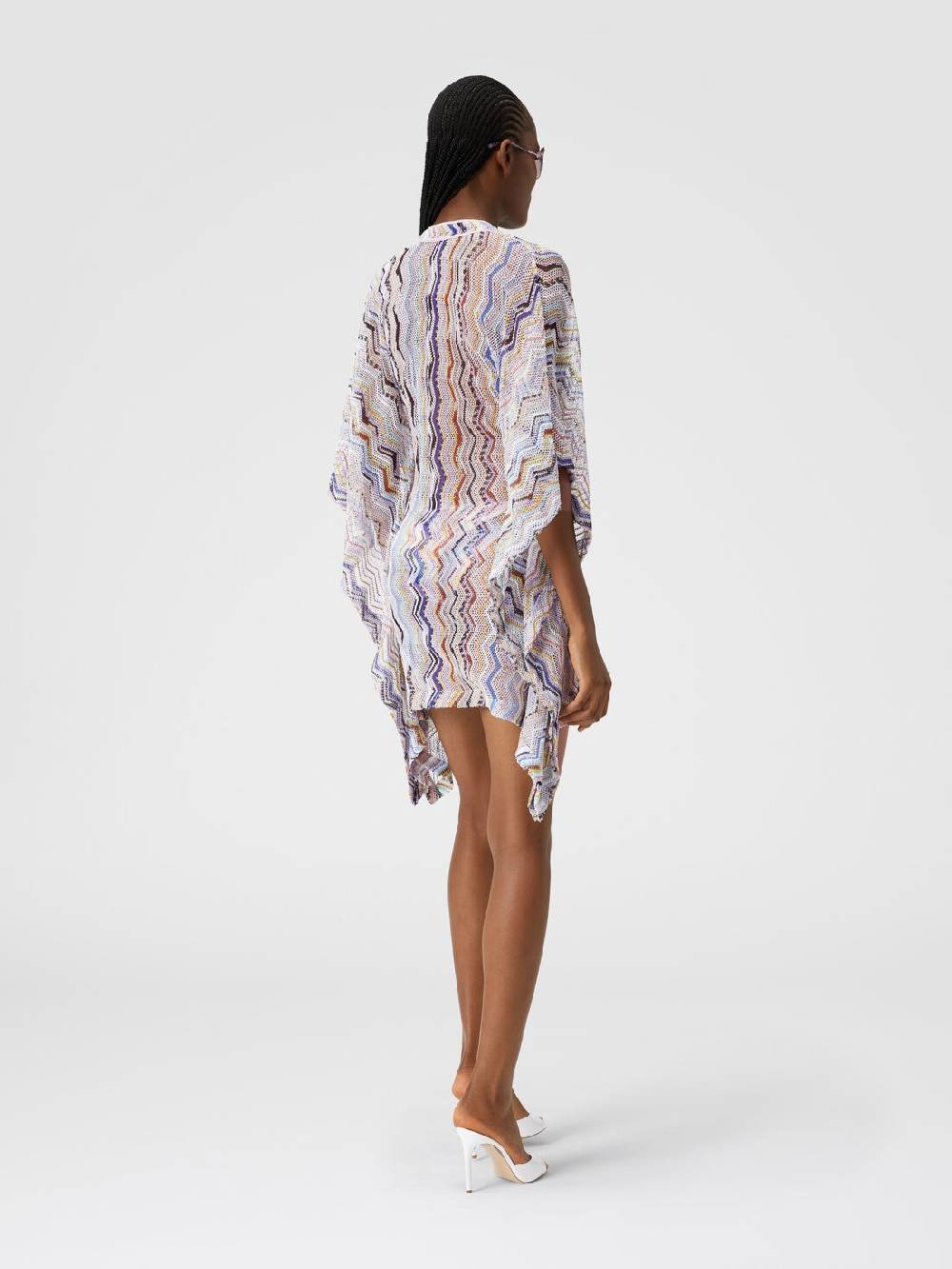 Missoni Caftano copricostume corto in crochet zig zag con lurex Novità