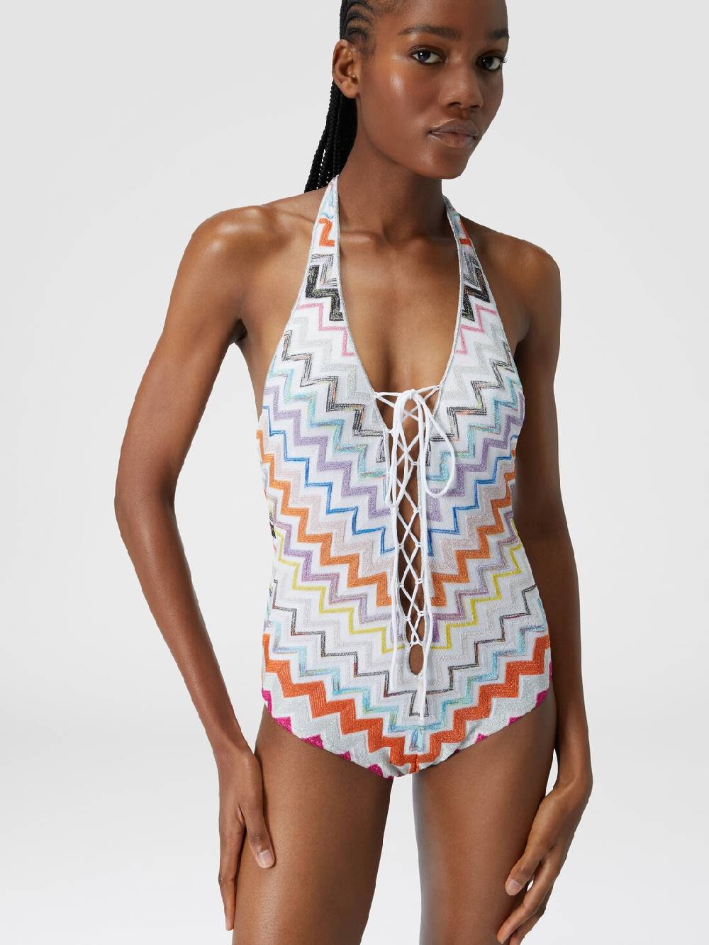 Missoni Costume intero in viscosa zig zag con lurex Presa