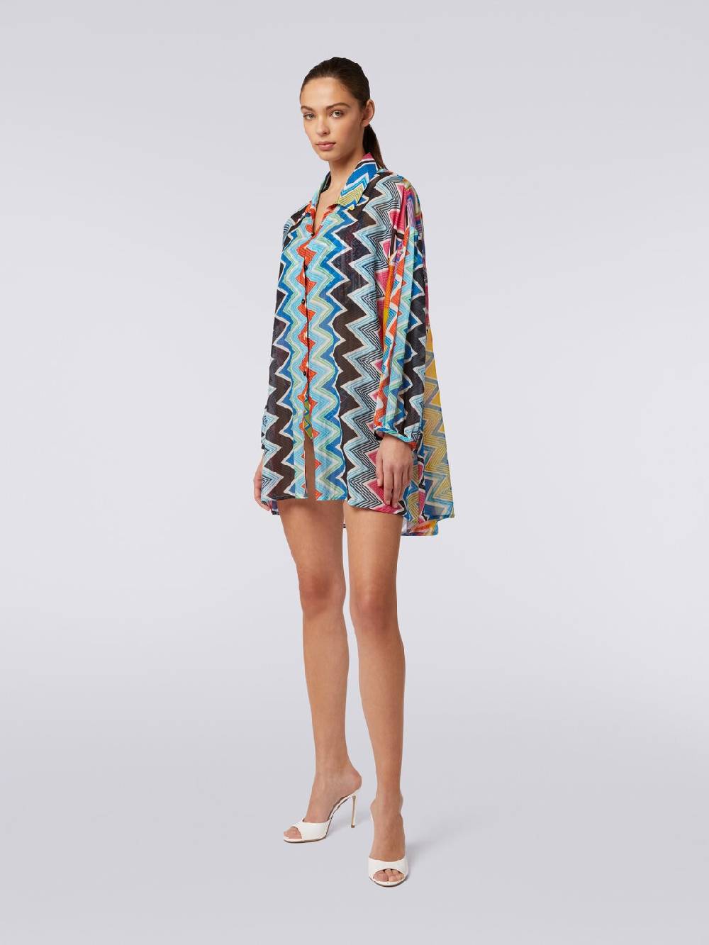 Missoni Blusa oversize in seta e cotone stampa zig zag Offerta