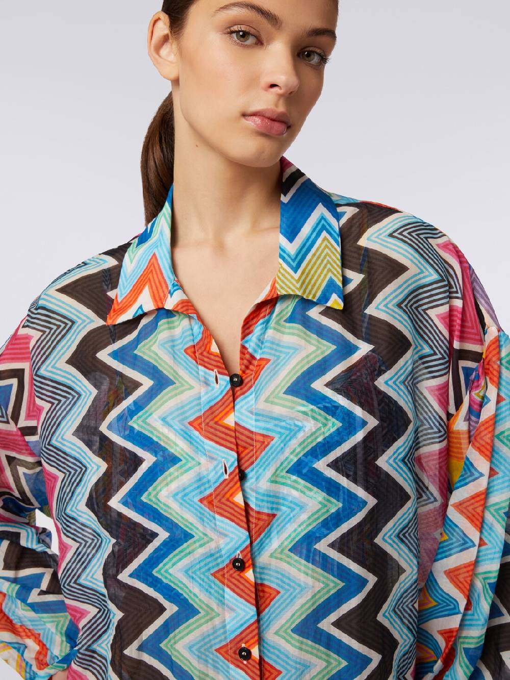 Missoni Blusa oversize in seta e cotone stampa zig zag Offerta