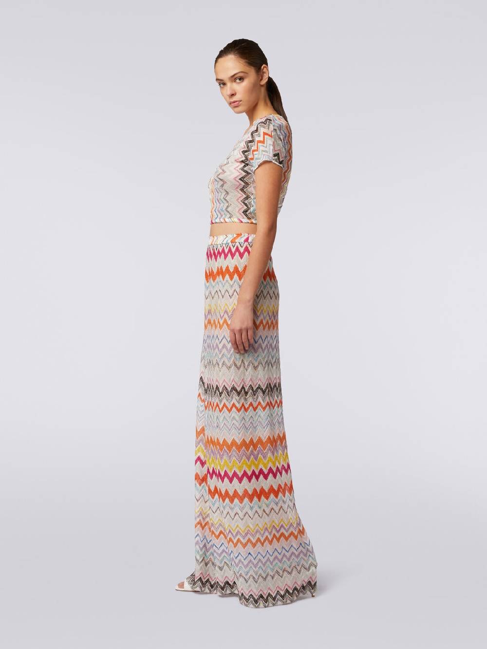 Missoni Pantaloni a palazzo in misto viscosa chevron lamé Online