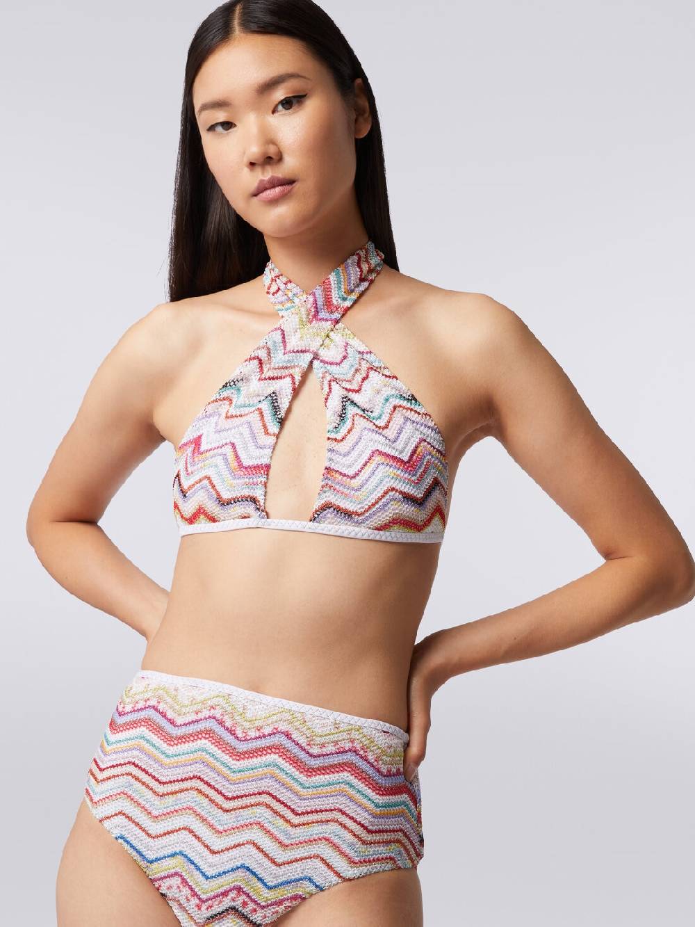 Missoni Bikini in crochet con lurex e slip a vita alta In Vendita