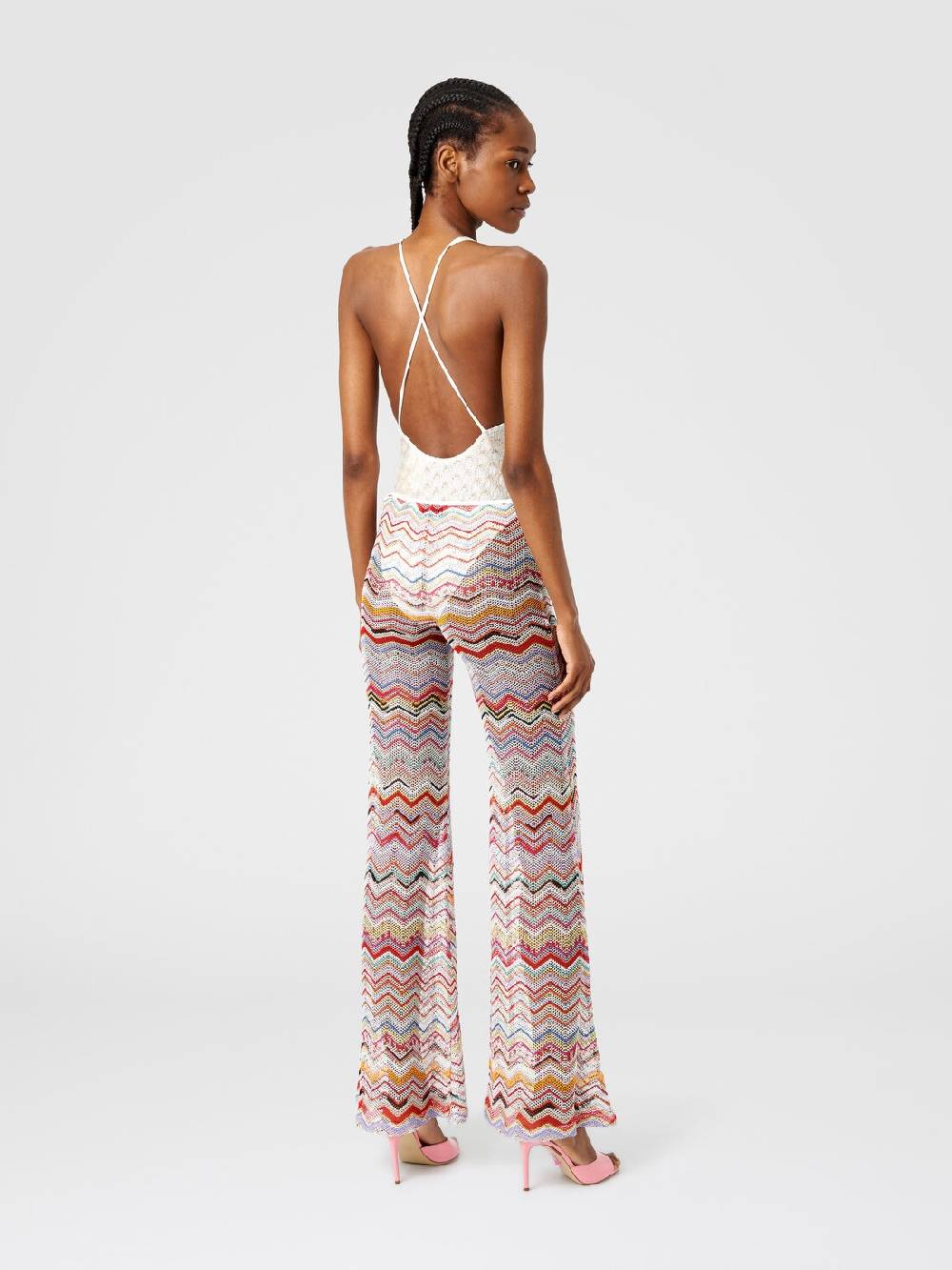 Missoni Pantaloni svasati in crochet zig zag con lurex Saldi