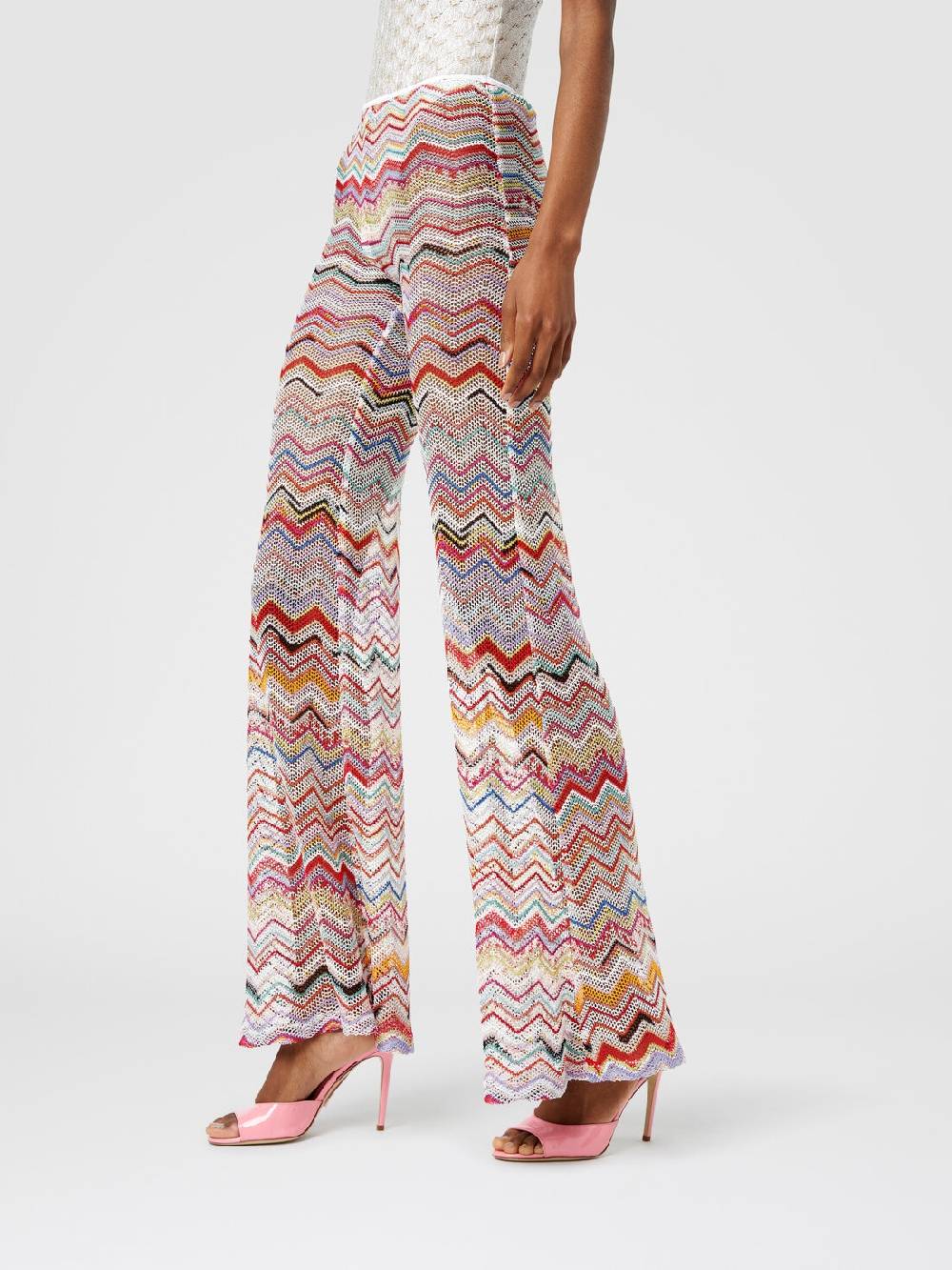 Missoni Pantaloni svasati in crochet zig zag con lurex Saldi