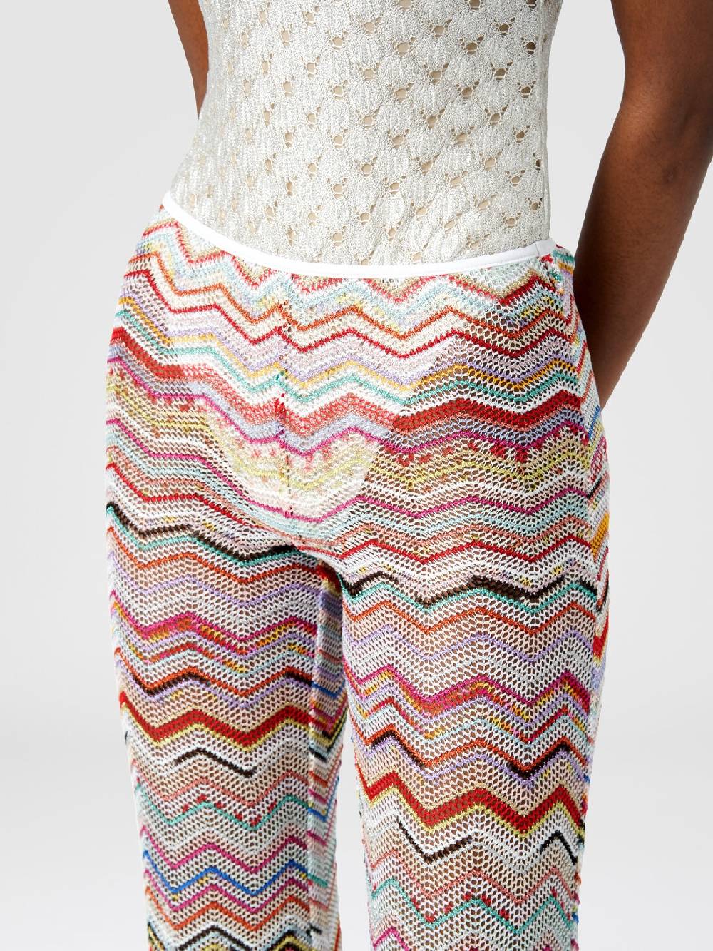 Missoni Pantaloni svasati in crochet zig zag con lurex Saldi