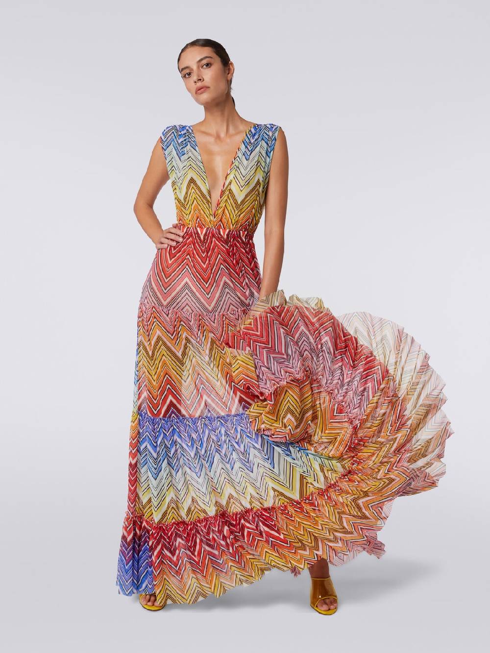 Missoni Abito copricostume lungo in tulle stampa zig zag Offerte