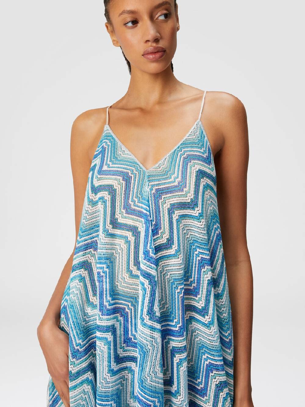 Missoni Copricostume lungo taglio foulard in crochet chevron lamé Vendita Calda