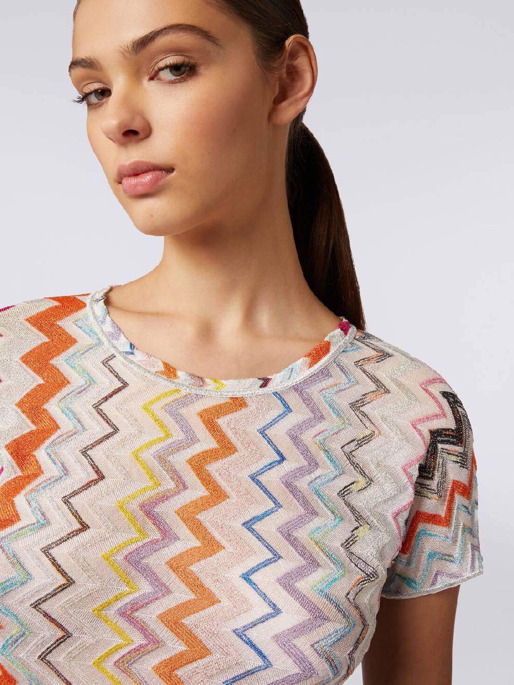 Missoni Crop top in misto viscosa chevron con lurex Saldi Di Fabbrica
