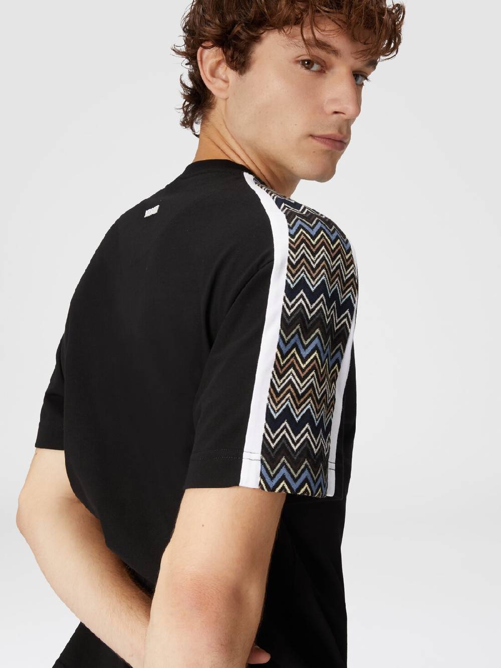 Missoni T-shirt in jersey di cotone con inserti zig zag Nuova