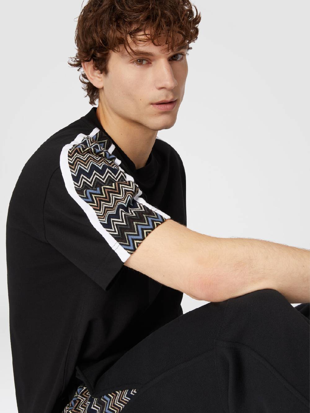 Missoni T-shirt in jersey di cotone con inserti zig zag Nuova