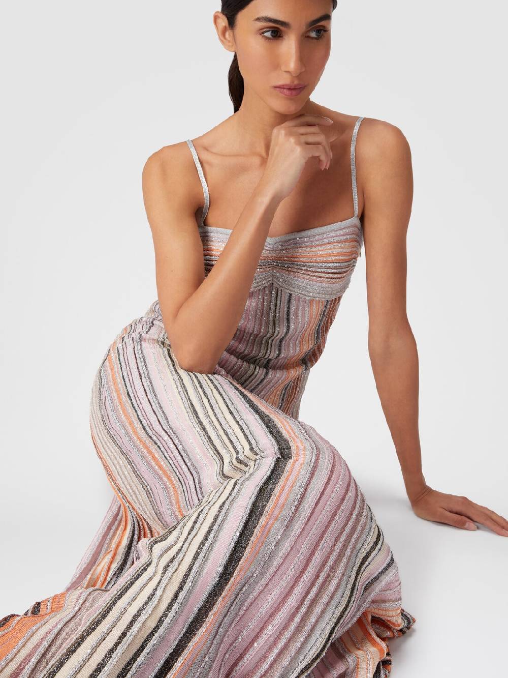 Missoni Abito lungo senza maniche in maglia plissée lamé Offerta speciale