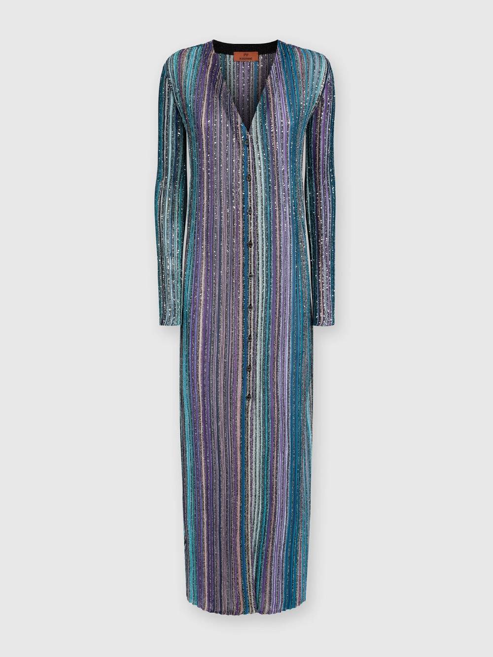 Missoni Cardigan lungo a costine parzializzate con paillettes Shopping online