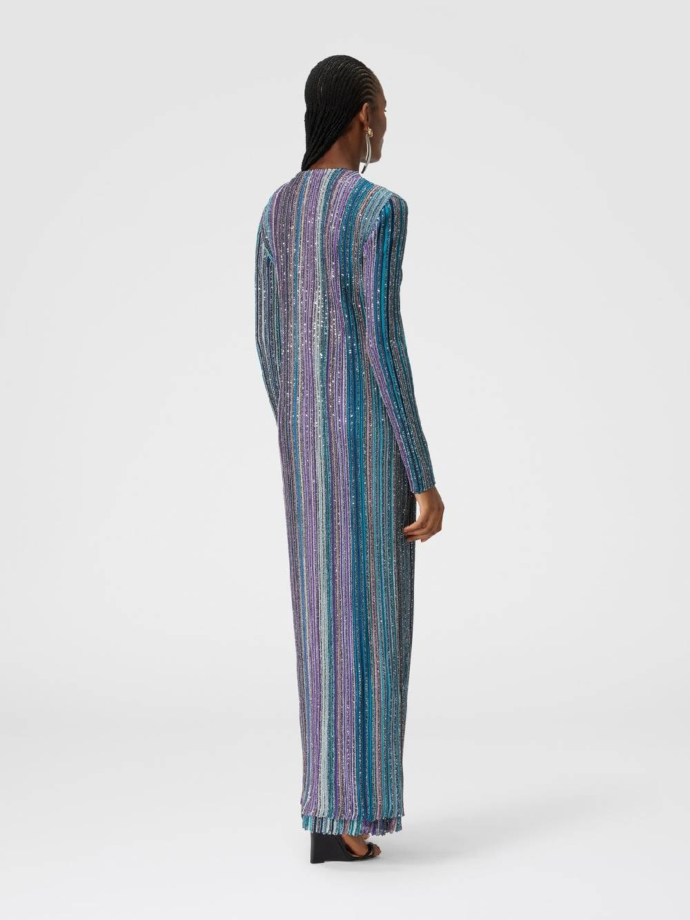 Missoni Cardigan lungo a costine parzializzate con paillettes Shopping online