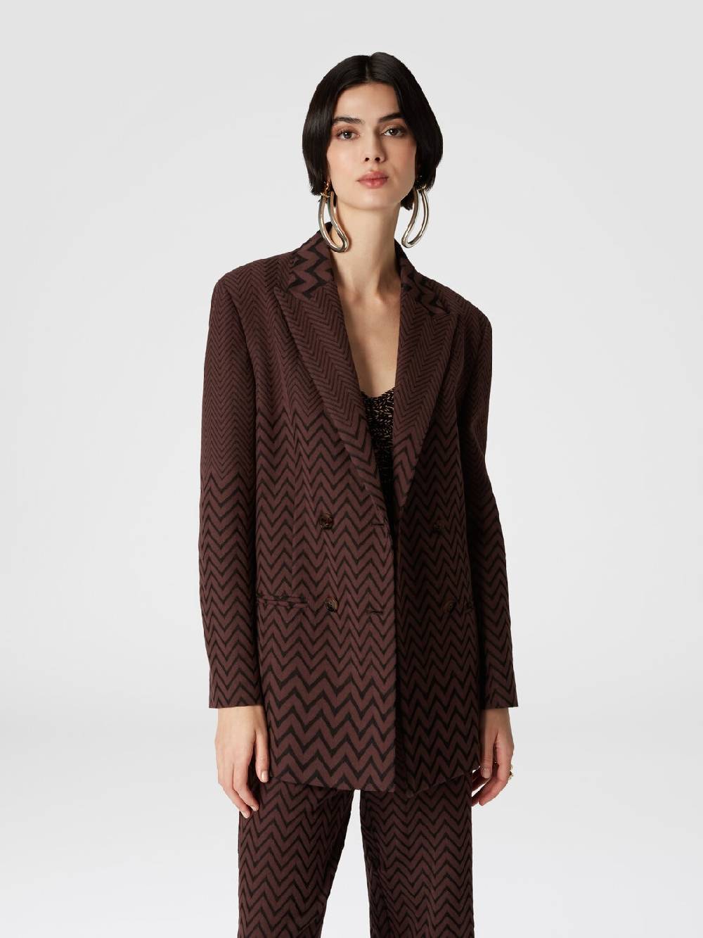 Missoni Blazer doppipetto in cotone e viscosa zig zag Vendite stagionali