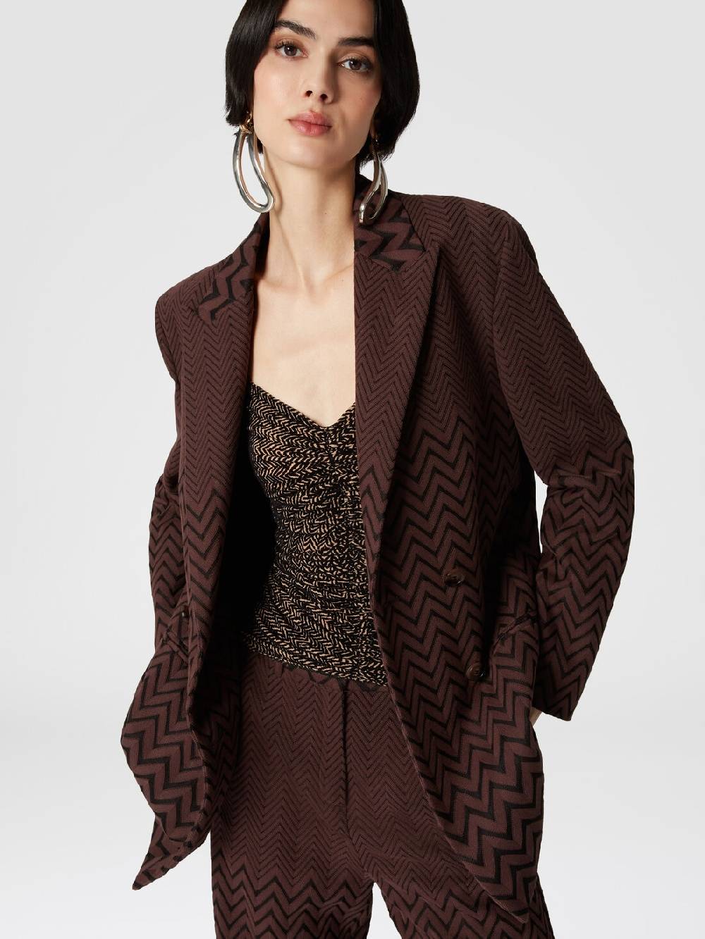 Missoni Blazer doppipetto in cotone e viscosa zig zag Vendite stagionali